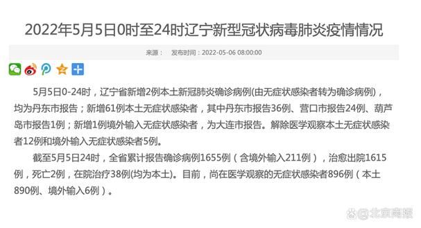 全国新增无症状感染者5例辽宁省沈阳市大东区10例/沈阳大东区确诊