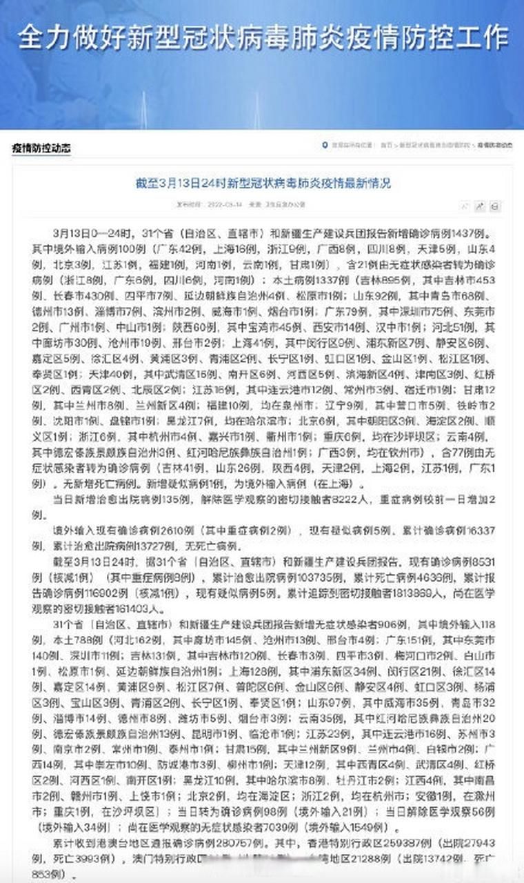 昨日疫情有望3月13日结束/昨天疫情消息数据