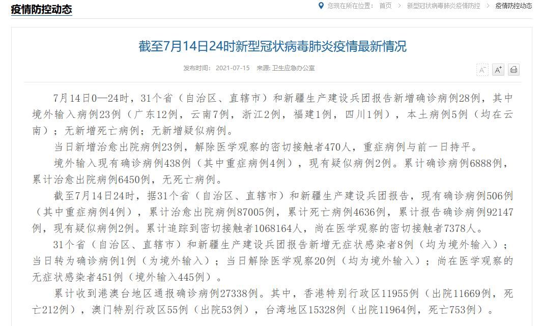 【31省份近1天最新疫情数据_31省疫情新增情况】
