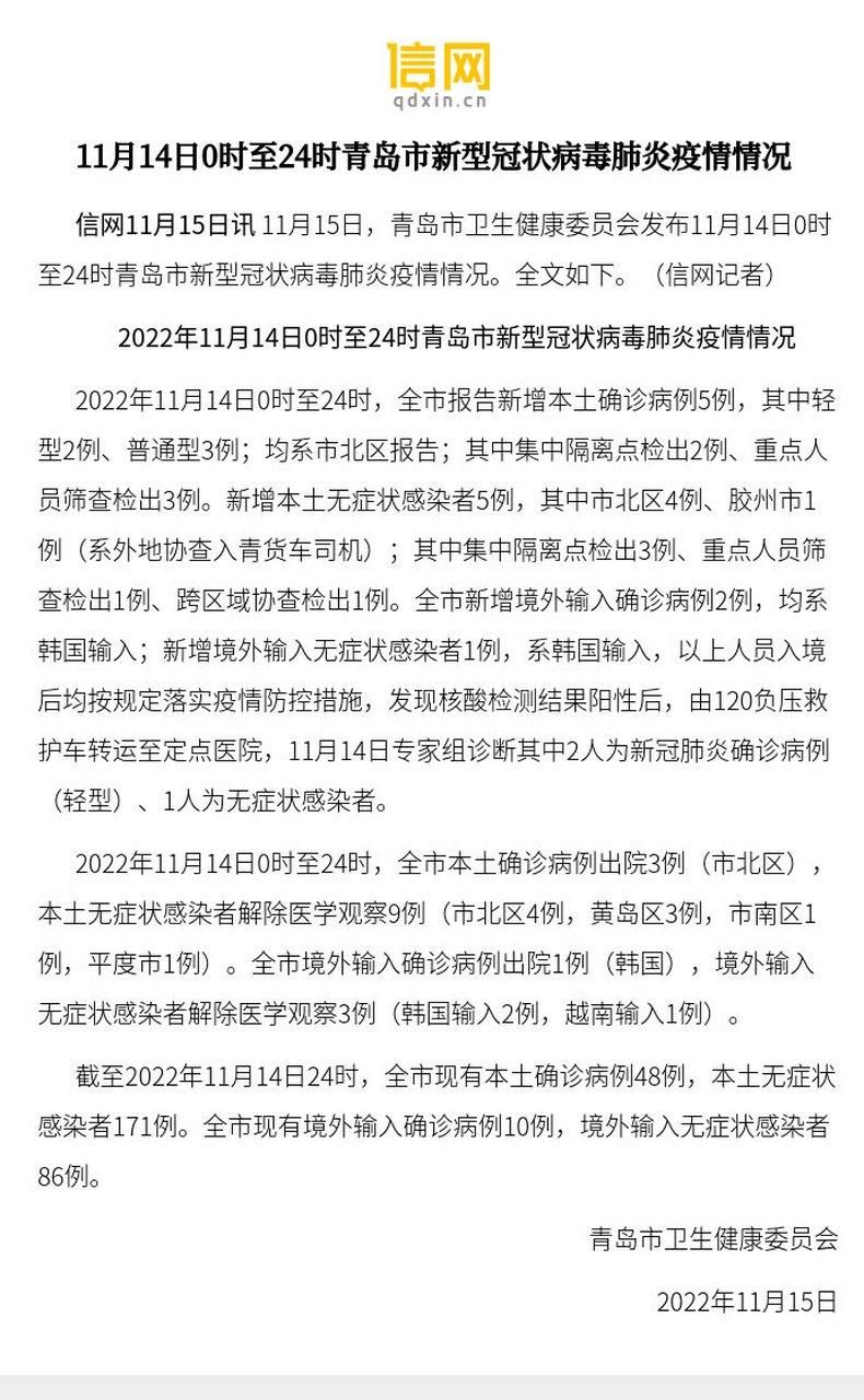 【疫情公告山东青岛南区最新,青岛疫情最新消息分布市区】