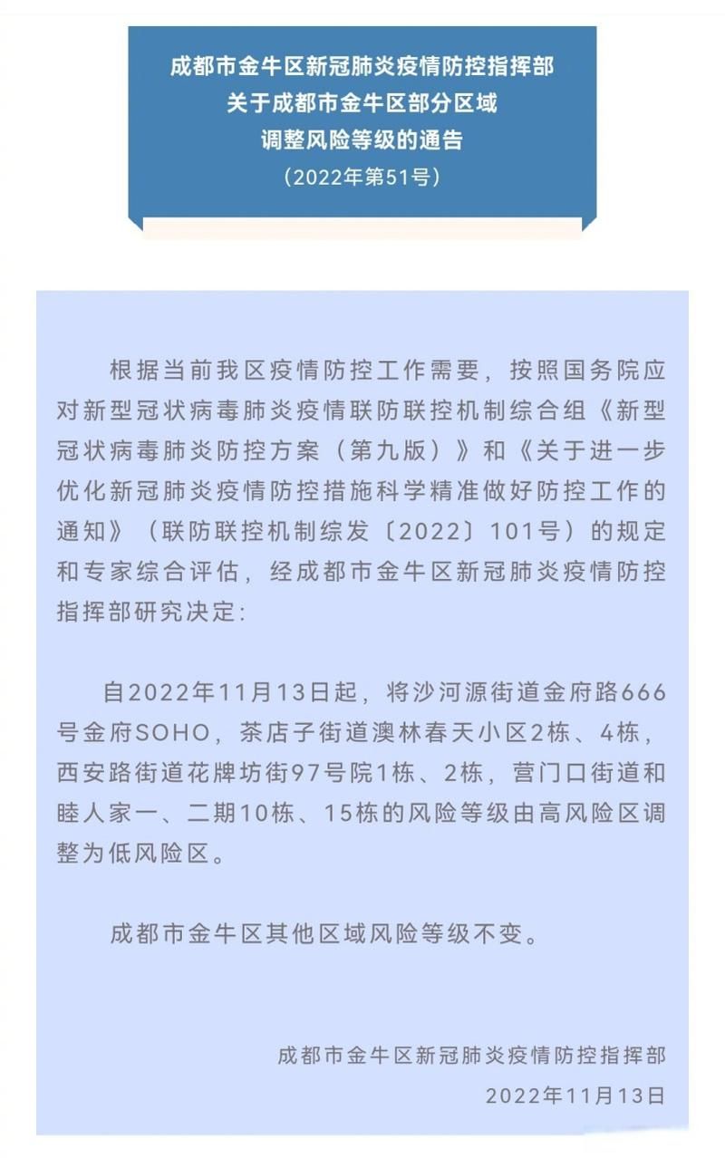 【四川成都金牛区各地区疫情等级,成都金牛区疫情风险等级】