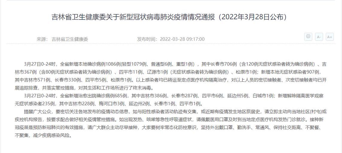 疫情吉林白城最新通知(吉林省疫情最新通知)